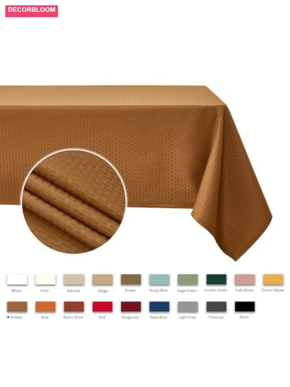 Waterproof Spillproof Wrinkle Resistant Weaved Texture Tablecloth 52x70